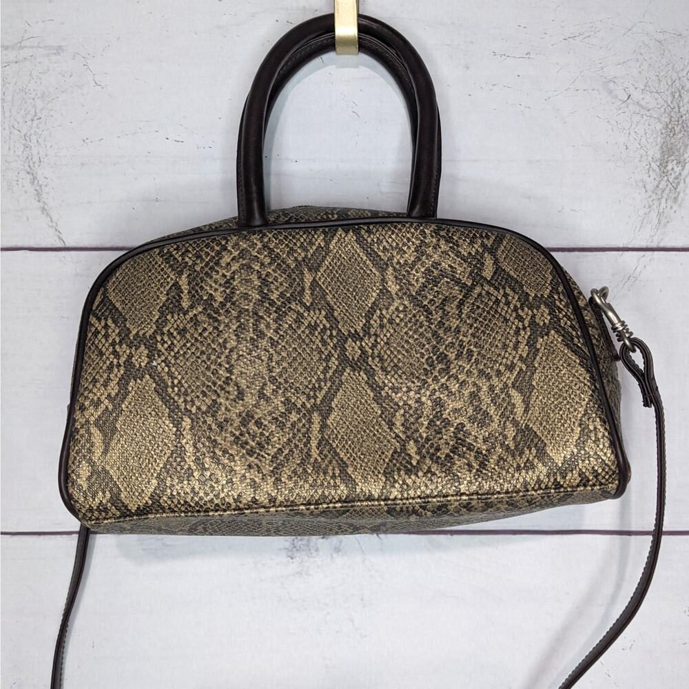 Fossil Snakeskin Round Mini Crossbody Bag Brown